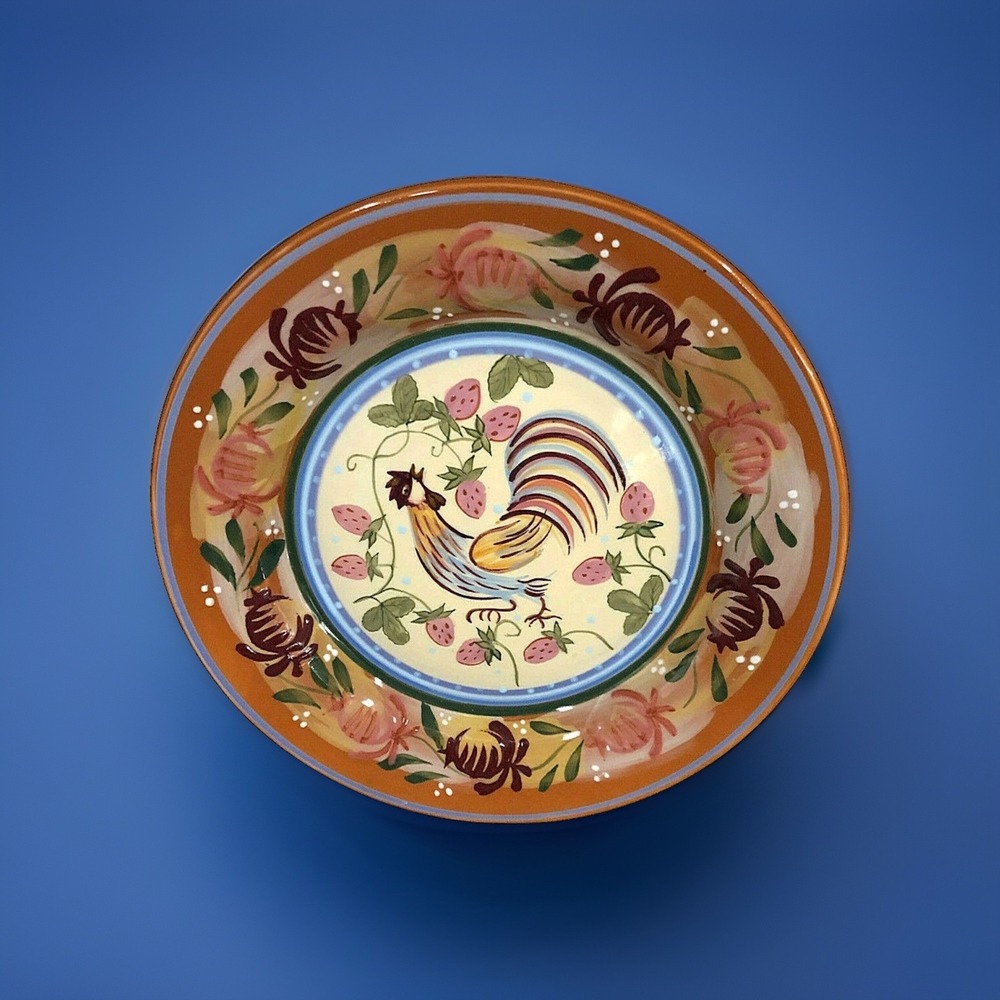 Zrike DANNA CULLEN "CHANTICLEER" SALAD PLATE 8 3/4"PLATE  ROOSTER BIRD MUSTARD